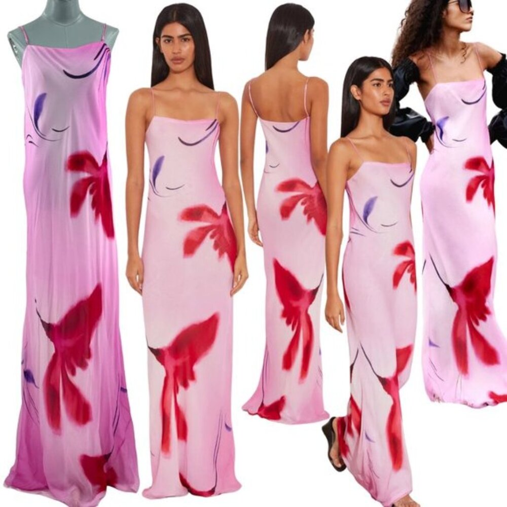 🆕 RAT & BOA 🧿 NWOT Alici Pink Floral Column Dress, Sz XL